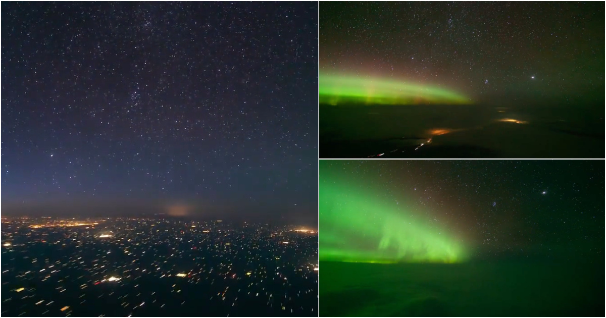 Vídeo: Pilotos gravam aurora boreal durante voo noturno