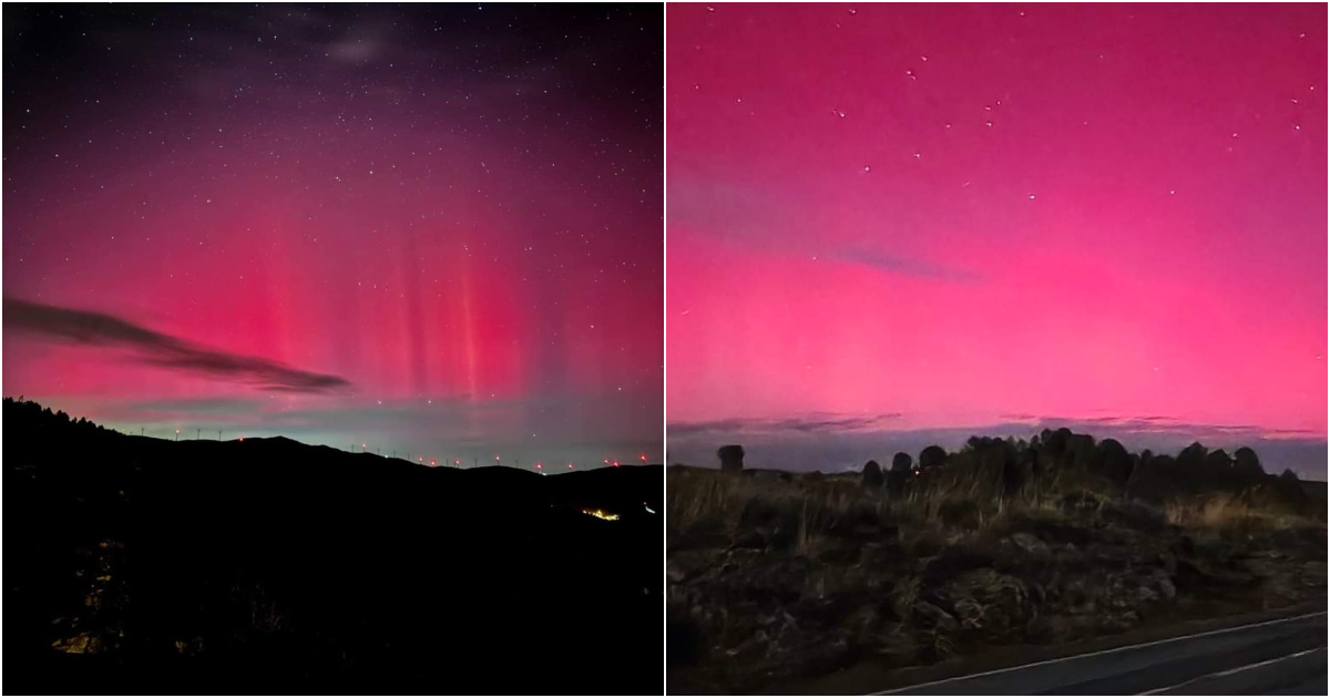 As melhores imagens da aurora boreal que pintou o céu de Portugal na