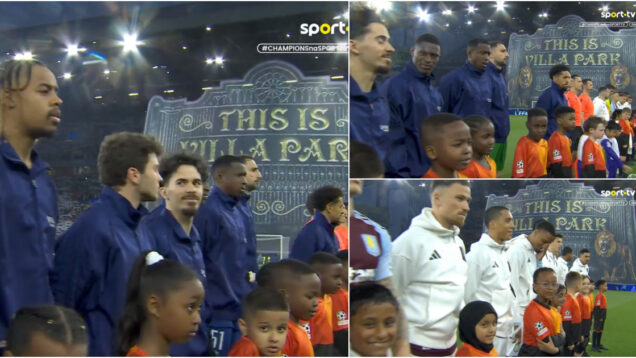 Aston-Villa-x-PSG-para-a-Liga-dos-Campeoes-entram-em-campo-ao-som-do-hino-da-Liga-Europa
