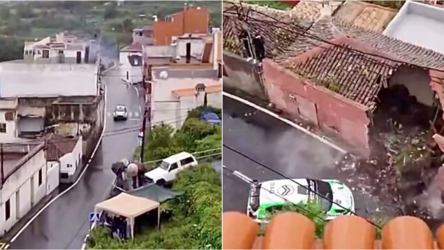 Carro em rali destrói casa em Tenerife e quase provoca tragédia