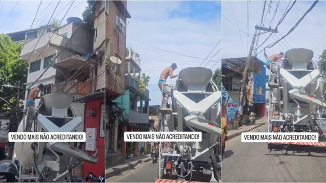 No-topo-de-um-camiao-betoneira-trabalhador-levanta-os-fios-electricos-a-passagem-do-veiculo-pesado