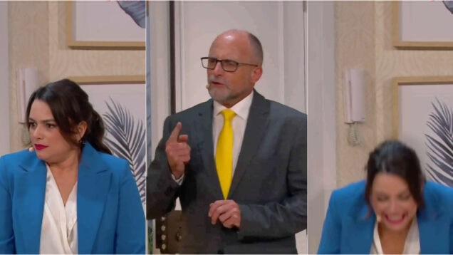 Ana Guiomar não consegue conter o riso com entrada de Hélder Fráguas no Vai Direto