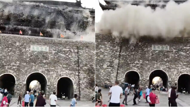 Desabamento-impressionante-de-telhado-de-edificio-historica-com-600-anos-na-China-captado-em-video