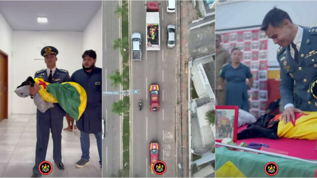 Despedida emotiva de bombeiros a cadela heroína comove as redes sociais