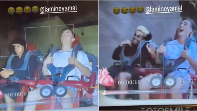 Lamine-Yamal-desesperado-e-o-Gavi-a-curtir-ao-maximo-numa-montanha-russa