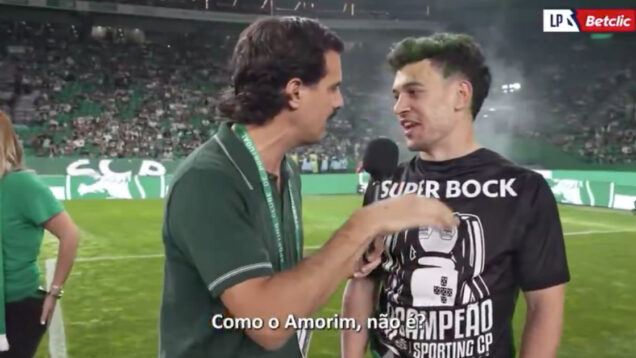 Pote fez entrada a pés juntos a Rúben Amorim durante os festejos
