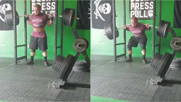 Colocou peso a mais no agachamento mas quem acabou por  quebrar foi a barra