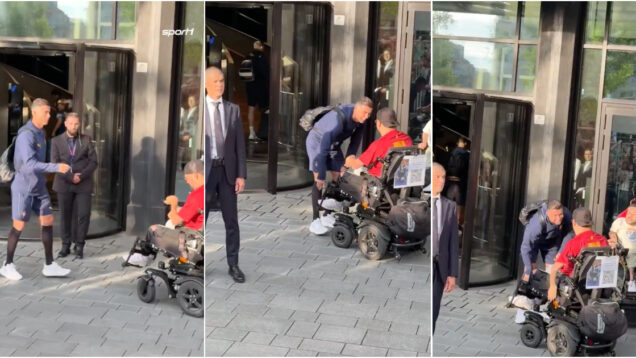 Fã em cadeira de rodas atropela Cristiano Ronaldo e o português reagiu com boa disposição