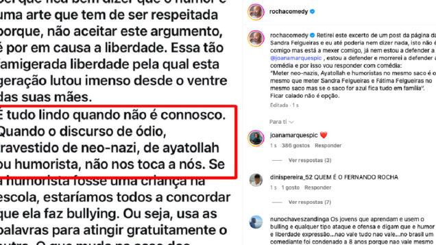 Fernando Rocha responde a Sandra Felgueiras após comentário sobre o caso Anjos vs Joana Marques 1
