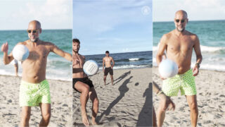 Guardiola foi à praia com os seus jogadores e mostrou que ainda sabe dar uns toques