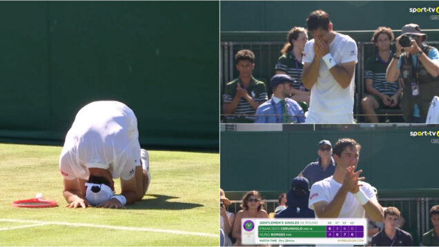 Nuno Borges conquista primeira vitória em Wimbledon e emociona-se no court