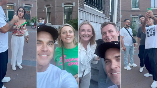 Robbie Williams surpreende ao pedir selfies a desconhecidos nas ruas de Amesterdão