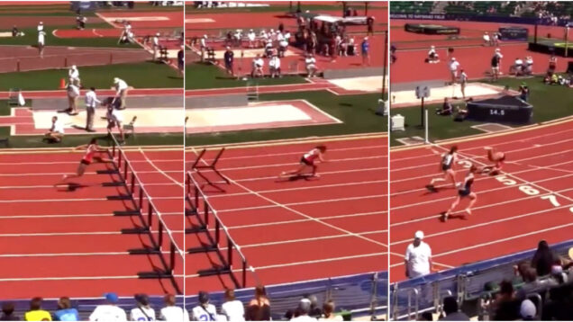 Velocista tropeça rebola e vence a corrida às cambalhotas