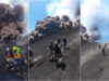 Vídeo mostra fuga impressionante de turistas durante erupção do vulcão Etna