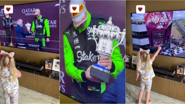 A reação da filha de Hülkenberg ao ver o pai no pódio pela 1ª vez em 239 corridas