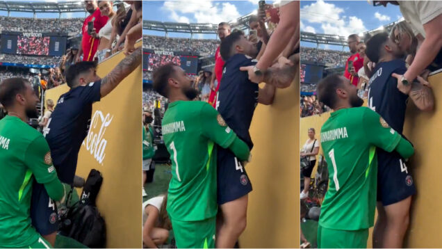 Beraldo tentou beijar a namorada e Donnarumma deu uma ajudinha