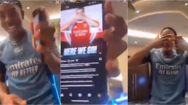 Gyökeres nem chegou e já é festejado por jogador do Arsenal de forma efusiva com a máscara