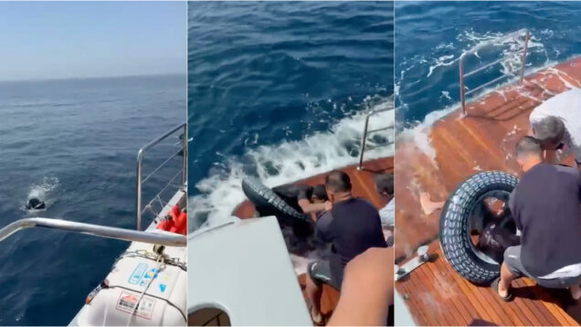 Homem que tentava atravessar de Marrocos para Espanha com boia e barbatanas é resgatado por família num iate