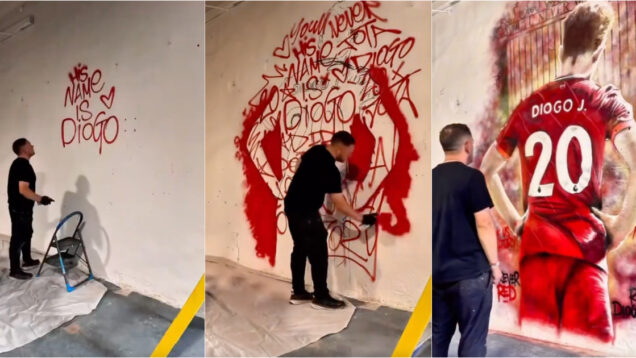 Homenagem absurda a Diogo Jota com a camisa do Liverpool