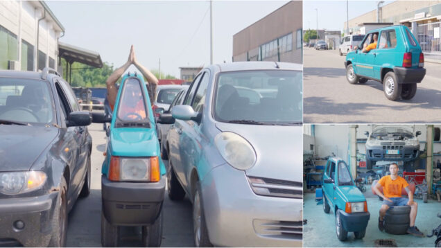 Italiano transforma Fiat Panda no carro mais estreito do mundo (apenas 50 cm de largura)