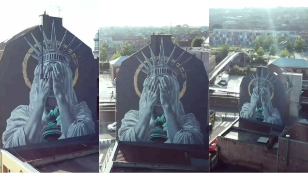 Mural da Senhora da Liberdade envergonhada tornou-se viral e gerou reações mistas