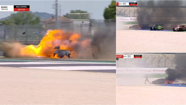 Piloto escapa ileso após acidente impressionante em corrida em Itália