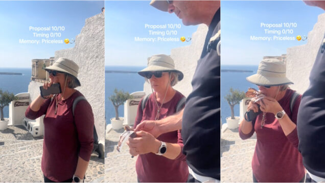 Turistas a comer chocolate arruinam pedido de casamento em Santorini