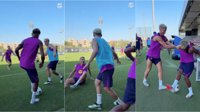 Yamal deixa Lewandowski e Gavi de queixo caído com “vírgula” no treino do Barcelona
