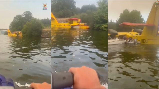 Avaria obriga meio aéreo a amarar no Douro em pleno combate ao fogo em Gondomar