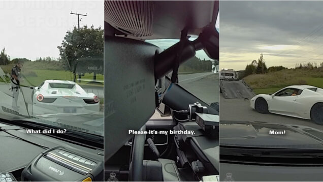 Condutor de Ferrari recebe prenda da polícia no dia de aniversário