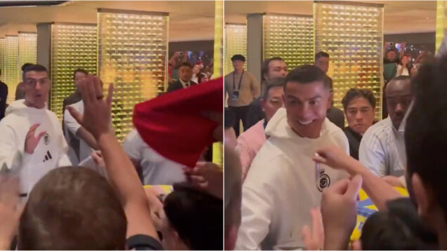 Cristiano Ronaldo reconheceu João Baião no meio da multidão em Hong Kong 
