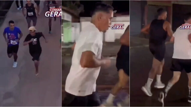 Depois de correr embriagado e de chinelos numa prova de atletismo agora é visto frequentemente a treinar pelas ruas