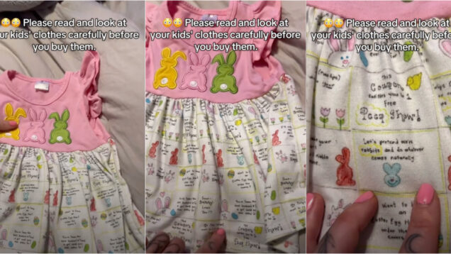 Mãe fica em choque ao ler mensagens escondidas no vestido da filha