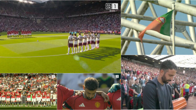 Old Trafford parou para recordar Diogo Jota em silêncio absoluto no duelo entre United e Arsenal