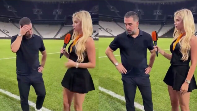 Treinador do Shakhtar Donetsk evita olhar para repórter durante entrevista
