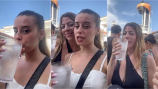 Turistas surpreendidas com o preço de uma garrafa de água na discoteca Ushuaïa em Ibiza