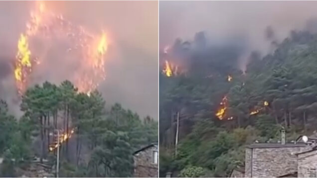Vídeo mostra aldeia histórica de Piódão cercada pela chamas