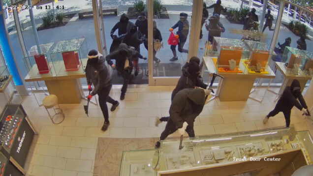 24 mascarados armados invadem joalharia na Califórnia e espalham o pânico