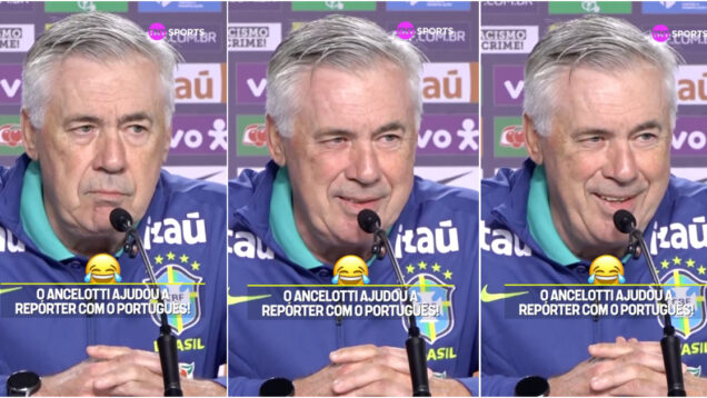 Ancelotti ajuda jornalista japonesa e brinca