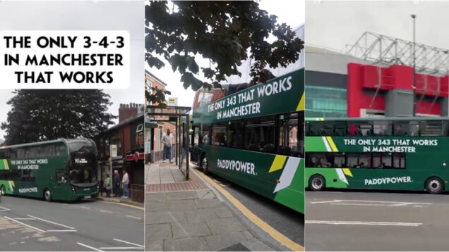 Autocarro em Manchester faz piada com o 3-4-3 de Rúben Amorim O Único 343 Que Funciona Em Manchester