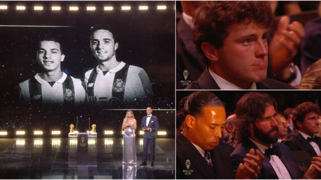 Diogo Jota e André Silva foram homenageados na gala da Bola de Ouro