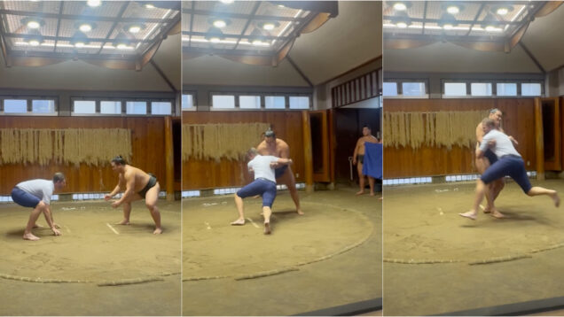 Filho de Donald Trump protagoniza combate de sumo no Japão e escreveu no Instagram Quase o vencia