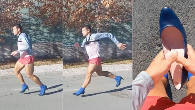 Homem bate recorde do Guinness a correr 100 metros para trás de saltos altos em 16 segundos