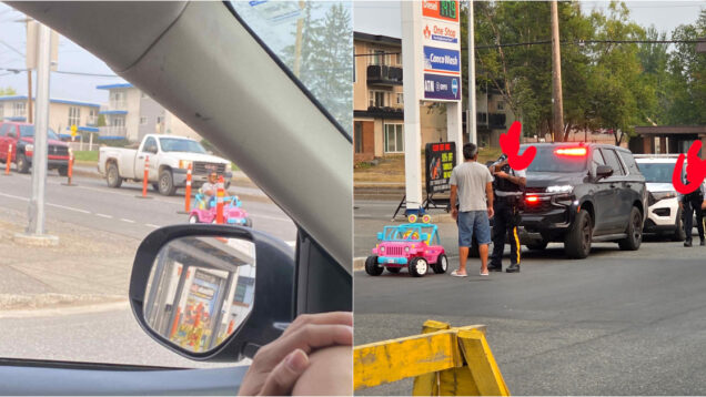 Homem surpreende ao conduzir jipe da Barbie para ir às compras mas não correu bem