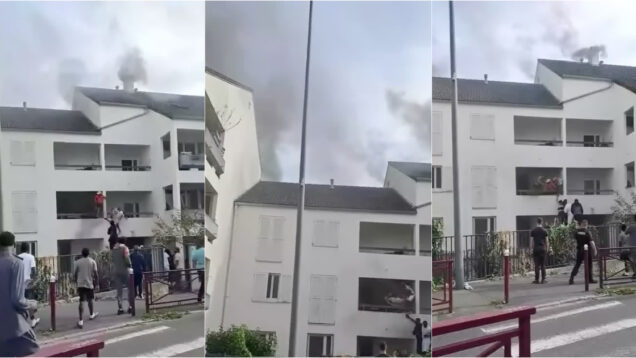 Jovens escalam prédio em chamas para salvar mulher em França