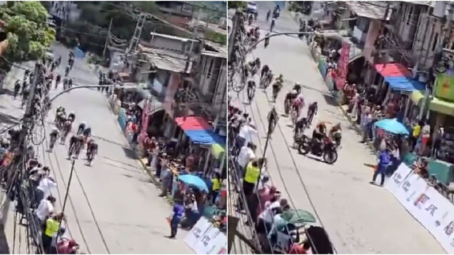 Mota provoca acidente brutal na Volta à Venezuela em bicicleta