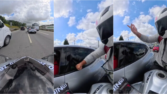 Motociclista esmurra carro e insulta condutor durante discussão no trânsito em Braga
