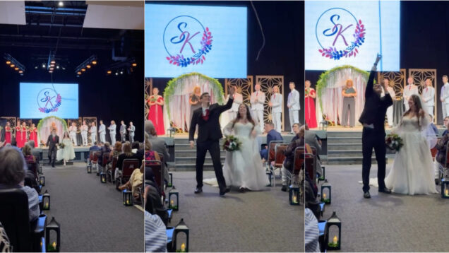Noivos tornam casamento verdadeiramente épico apenas com uma corda