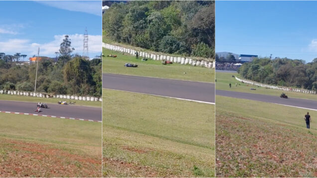 Óleo na pista provoca sequência de quedas durante prova de motociclismo