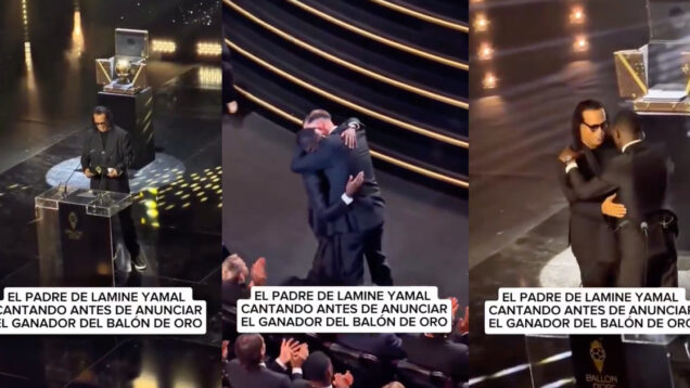 Pai de Lamine Yamal grita pelo nome do filho antes da revelação de Dembélé como o melhor do mundo